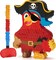 Pirate Piñata - Pirate Parrot Piñata with Blindfold and Bat for Boys' Birthday Party Adventure Theme Decorations